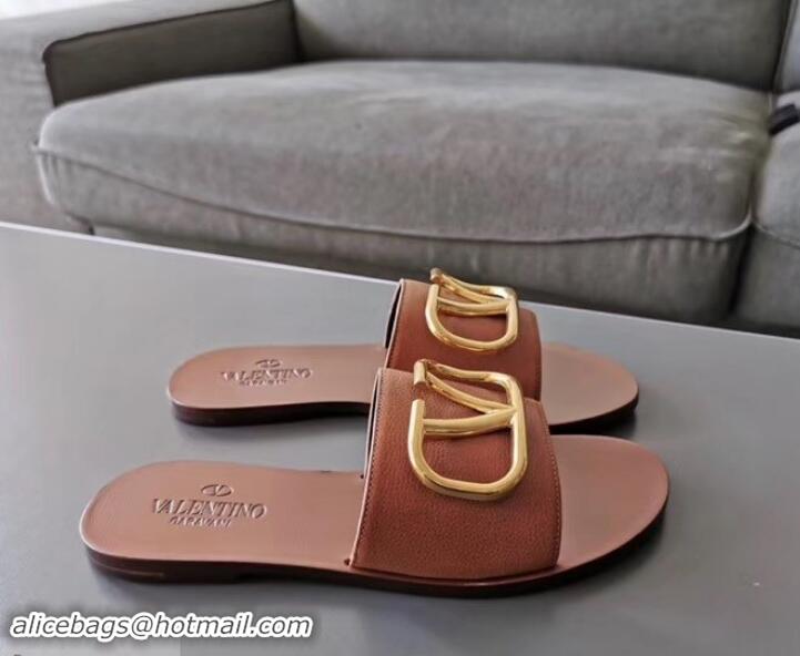 Classic valentino vlogo calfskin slides H701055 camel