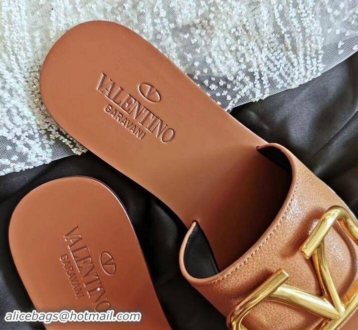 Classic valentino vlogo calfskin slides H701055 camel