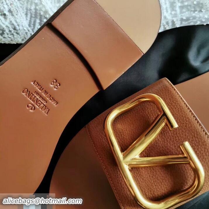 Classic valentino vlogo calfskin slides H701055 camel