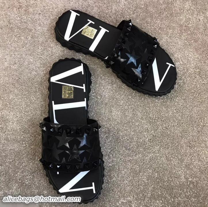 Fashion Valentino VLTN Neoprene Men's Double Strap Sandals H701061 Star Black