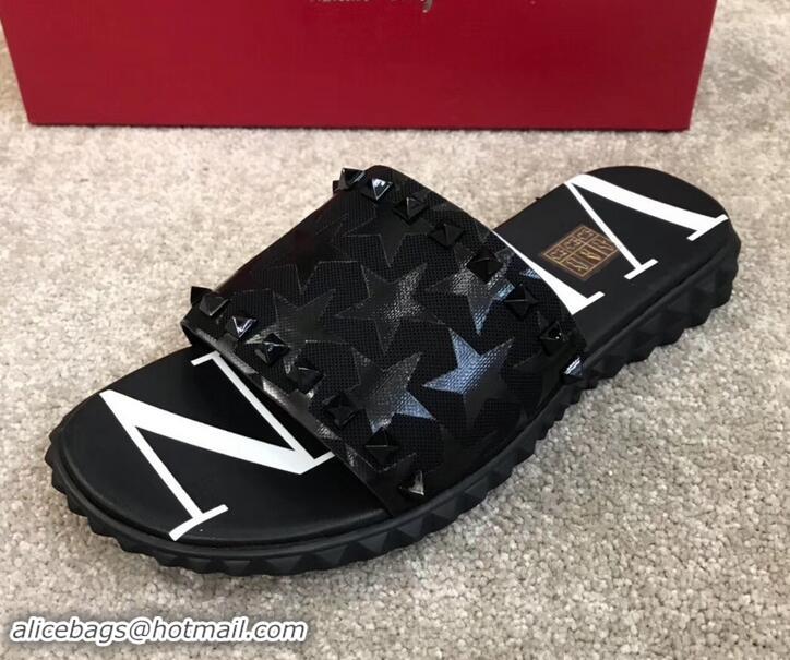 Fashion Valentino VLTN Neoprene Men's Double Strap Sandals H701061 Star Black