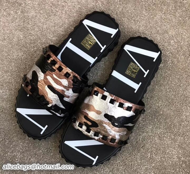 Most Popular Valentino VLTN Neoprene Men's Sandals H701062 Camo Pink Gold 2019