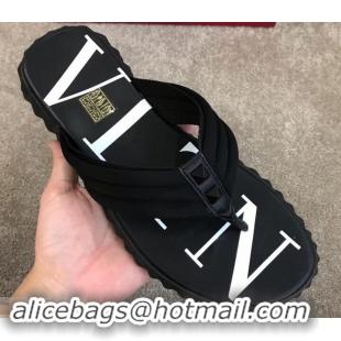 Classic Valentino VLTN Neoprene Flip Flop Men's Thong Sandals H701066 Black