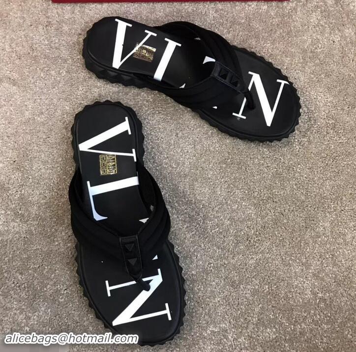 Classic Valentino VLTN Neoprene Flip Flop Men's Thong Sandals H701066 Black