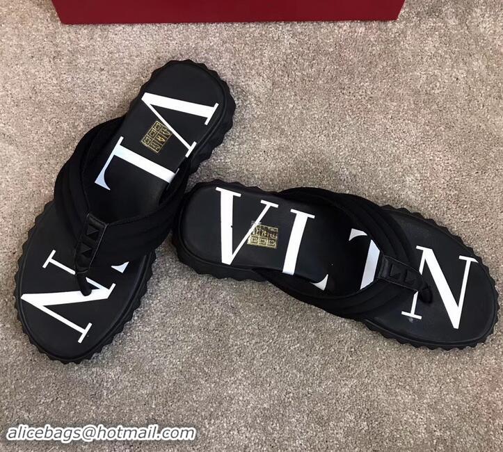 Classic Valentino VLTN Neoprene Flip Flop Men's Thong Sandals H701066 Black