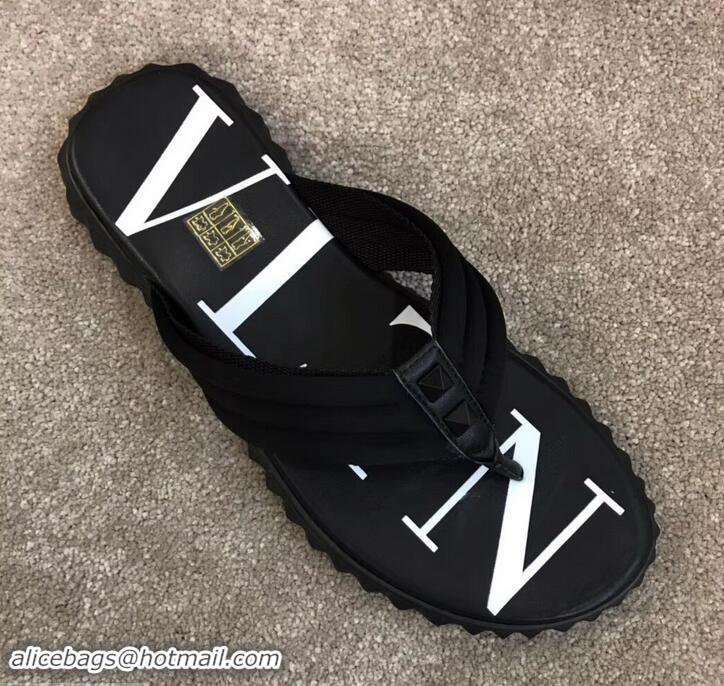 Classic Valentino VLTN Neoprene Flip Flop Men's Thong Sandals H701066 Black