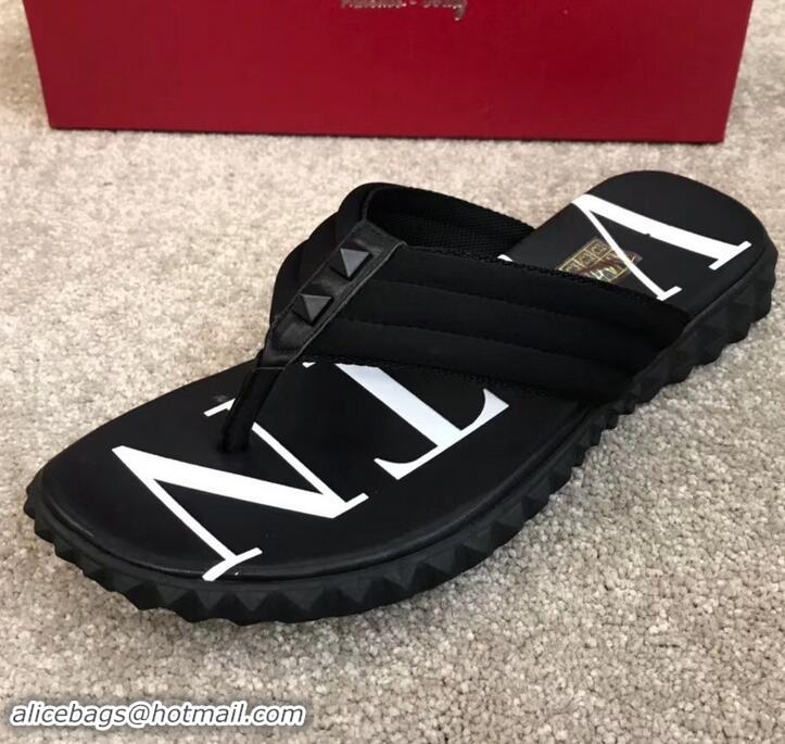 Classic Valentino VLTN Neoprene Flip Flop Men's Thong Sandals H701066 Black