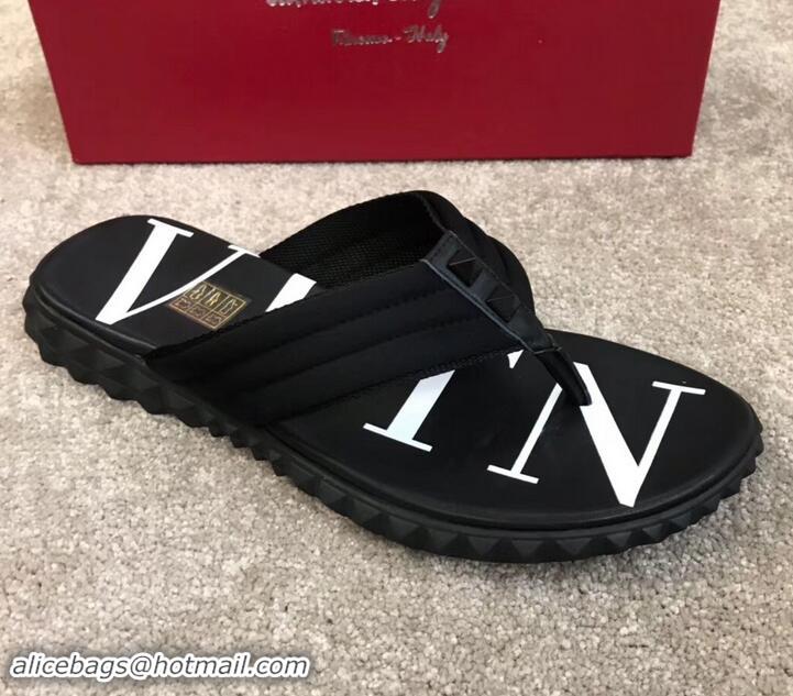 Classic Valentino VLTN Neoprene Flip Flop Men's Thong Sandals H701066 Black