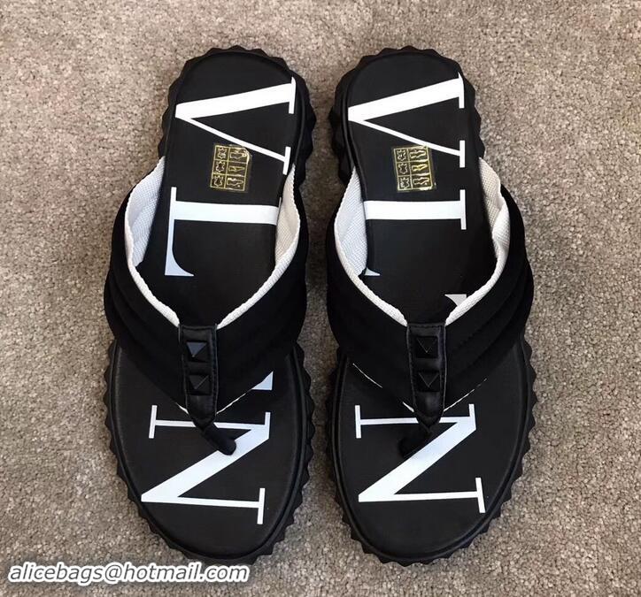 Sophisticated Valentino VLTN Neoprene Flip Flop Men's Thong Sandals H701066 Black/White