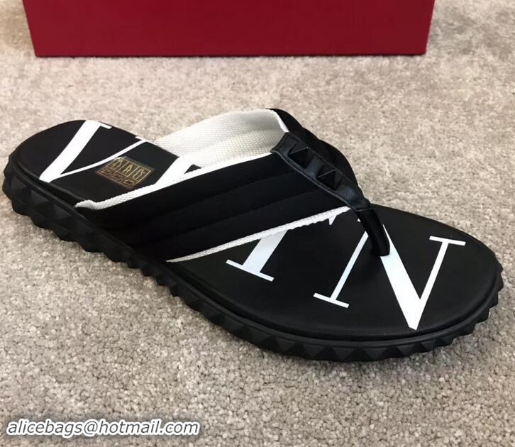 Sophisticated Valentino VLTN Neoprene Flip Flop Men's Thong Sandals H701066 Black/White