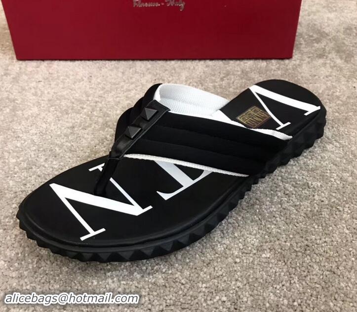 Sophisticated Valentino VLTN Neoprene Flip Flop Men's Thong Sandals H701066 Black/White