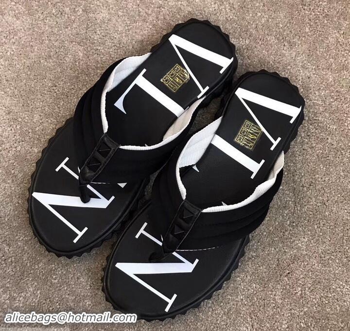 Sophisticated Valentino VLTN Neoprene Flip Flop Men's Thong Sandals H701066 Black/White