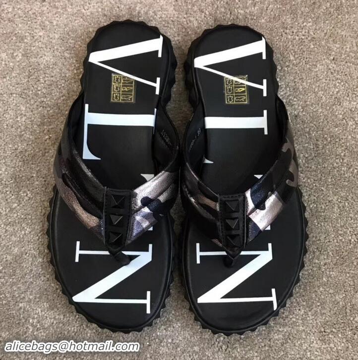 Sumptuous Valentino VLTN Neoprene Flip Flop Men's Thong Sandals H701066 Camo Gun Color