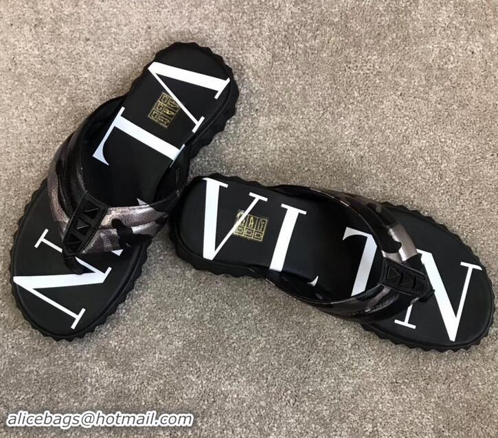 Sumptuous Valentino VLTN Neoprene Flip Flop Men's Thong Sandals H701066 Camo Gun Color