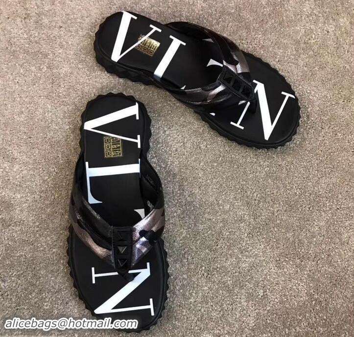 Sumptuous Valentino VLTN Neoprene Flip Flop Men's Thong Sandals H701066 Camo Gun Color