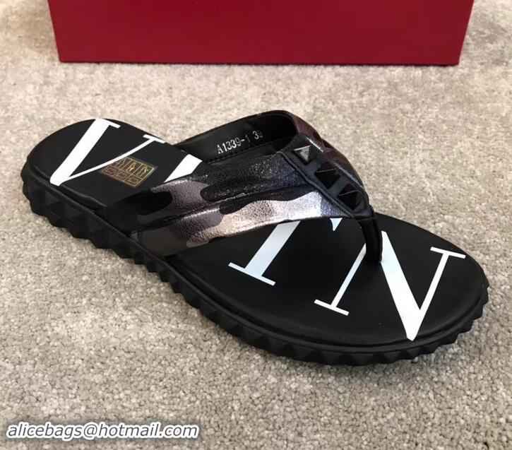 Sumptuous Valentino VLTN Neoprene Flip Flop Men's Thong Sandals H701066 Camo Gun Color