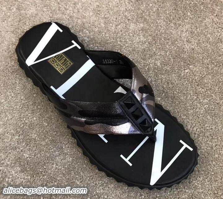 Sumptuous Valentino VLTN Neoprene Flip Flop Men's Thong Sandals H701066 Camo Gun Color