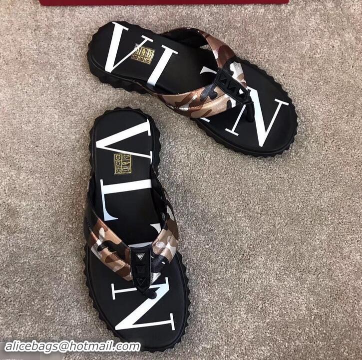 Luxury Valentino VLTN Neoprene Flip Flop Men's Thong Sandals H701066 Camo Pink Color