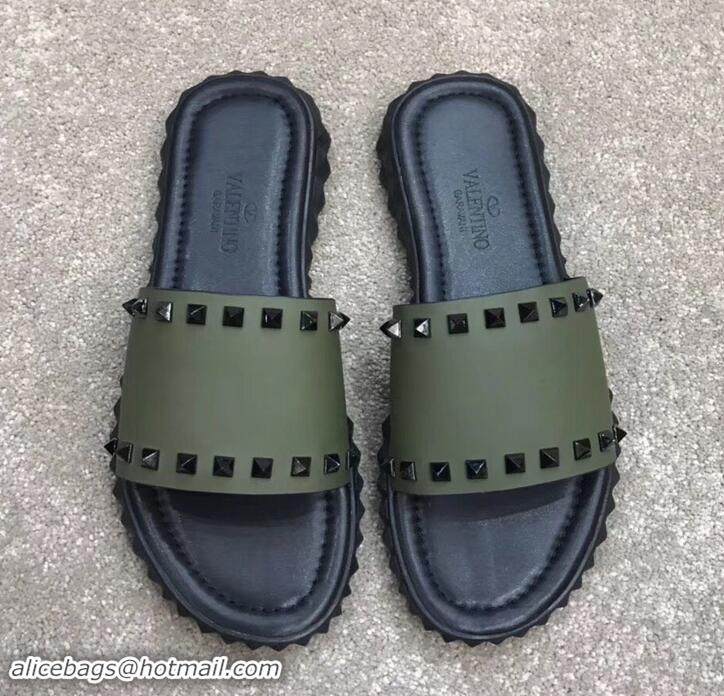 Discount Valentino Men's Slide Sandals H701070 Green 2019