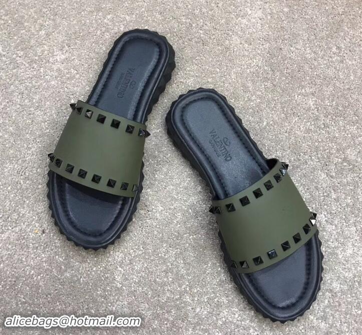 Discount Valentino Men's Slide Sandals H701070 Green 2019