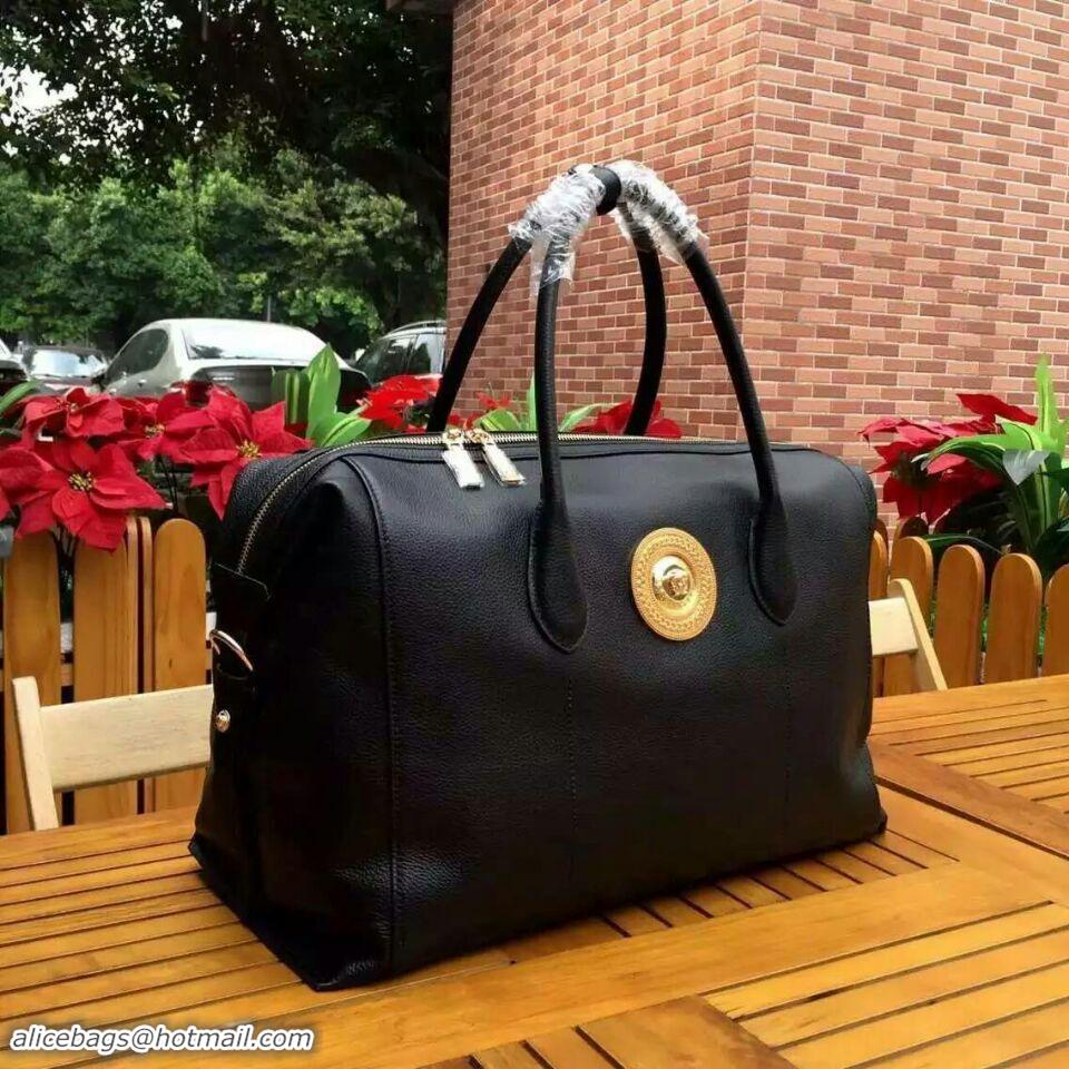 Discount Versace Large Boston Bags Original Leather V9122 Black