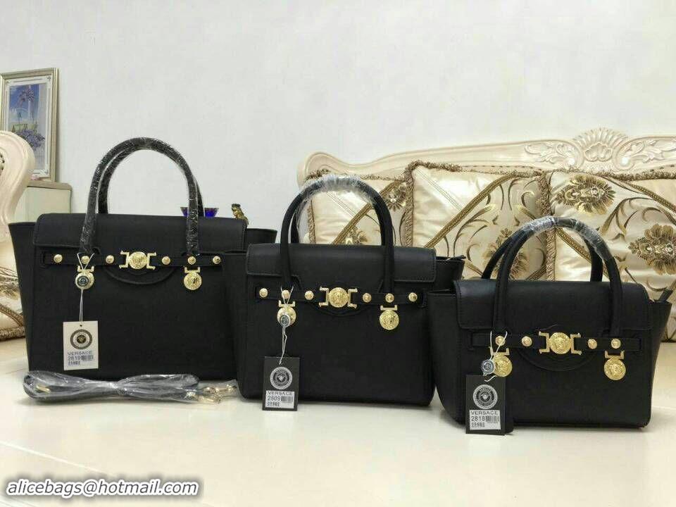 Low Cost Versace Original Leather Shoulder Bag V9973 Black