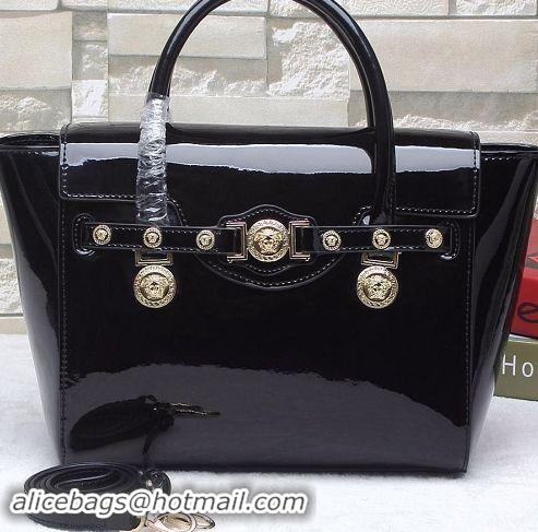 Low Cost Versace Patent Leather Tote Bag 1745 Black