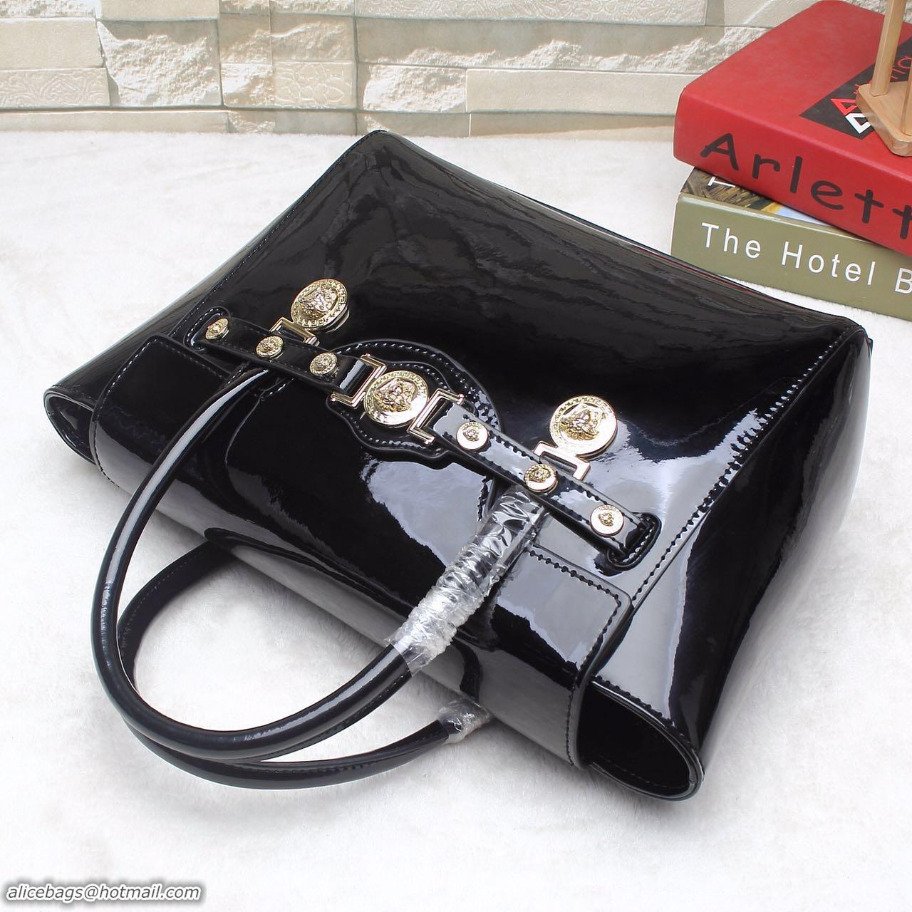 Low Cost Versace Patent Leather Tote Bag 1745 Black