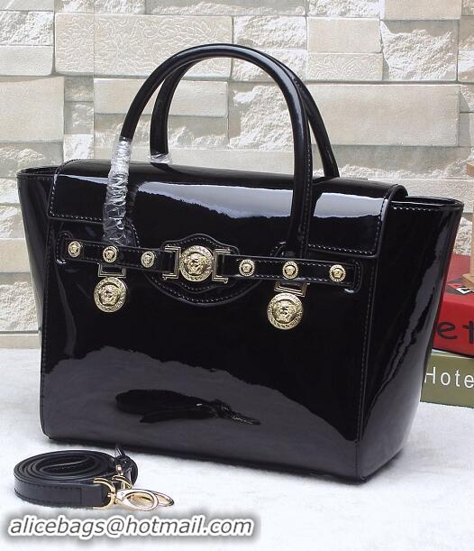 Low Cost Versace Patent Leather Tote Bag 1745 Black