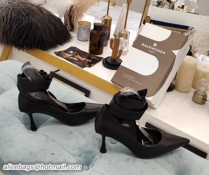 Best Price Balenciaga Heel 8cm Ankle Tie Pumps B713011 Black 2019