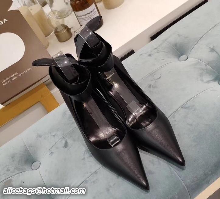 Best Price Balenciaga Heel 8cm Ankle Tie Pumps B713011 Black 2019