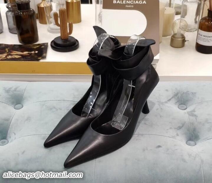 Best Price Balenciaga Heel 8cm Ankle Tie Pumps B713011 Black 2019