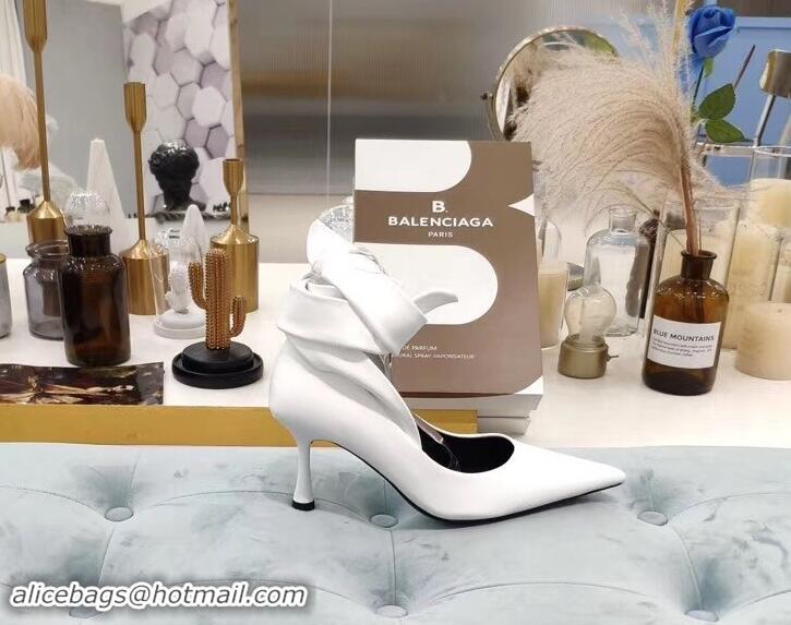 Inexpensive Balenciaga Heel 8cm Ankle Tie Pumps B713011 White 2019