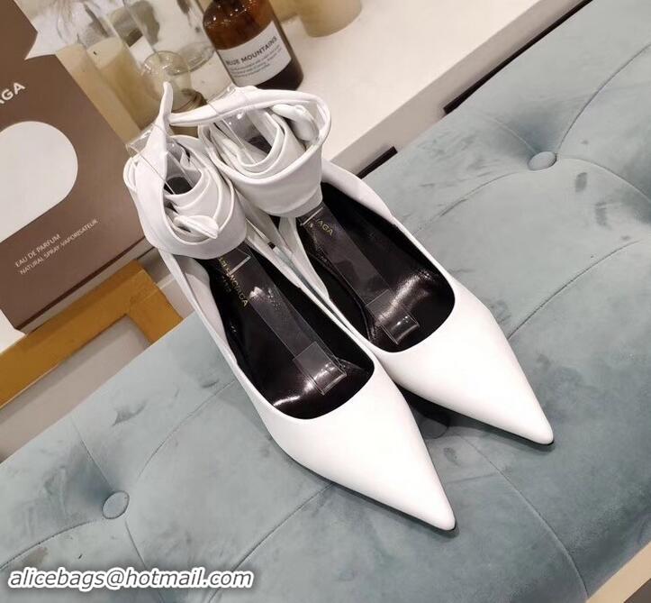 Inexpensive Balenciaga Heel 8cm Ankle Tie Pumps B713011 White 2019