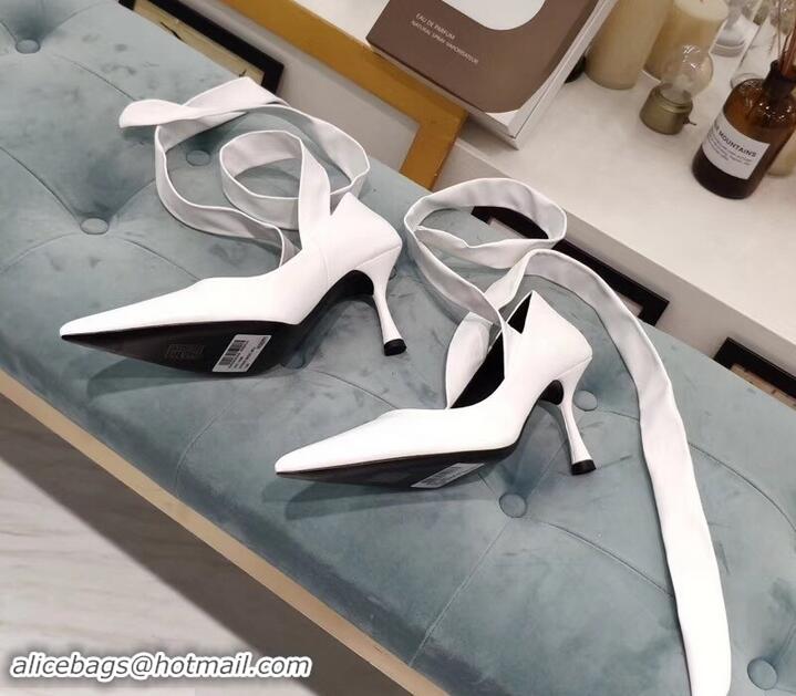 Inexpensive Balenciaga Heel 8cm Ankle Tie Pumps B713011 White 2019