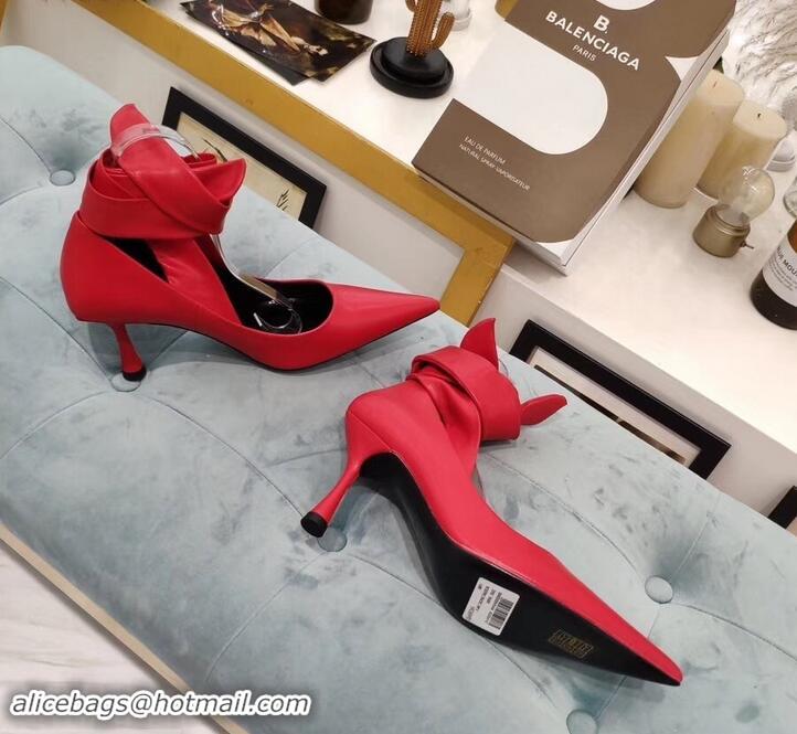 Perfect Balenciaga Heel 8cm Ankle Tie Pumps B713011 Red 2019