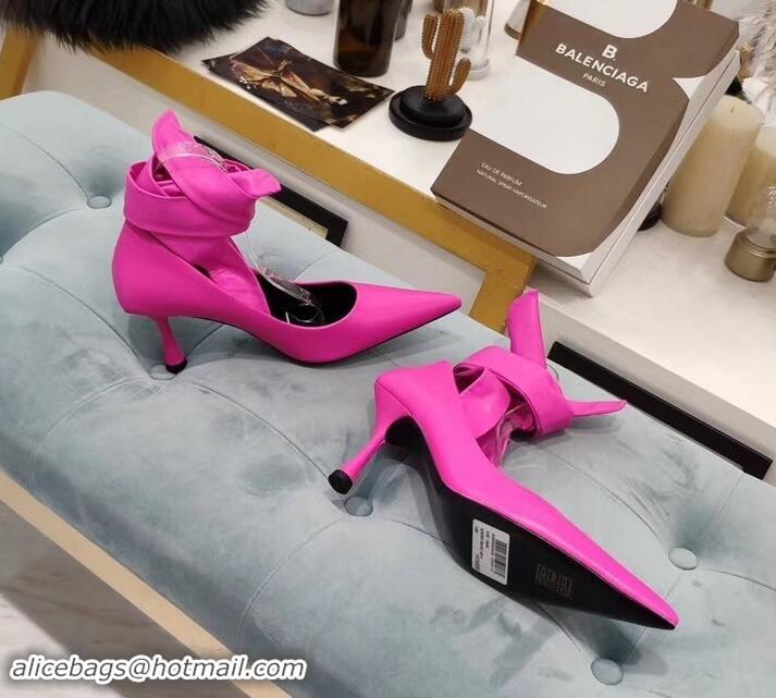 Affordable Price Balenciaga Heel 8cm Ankle Tie Pumps B713011 Fuchsia 2019