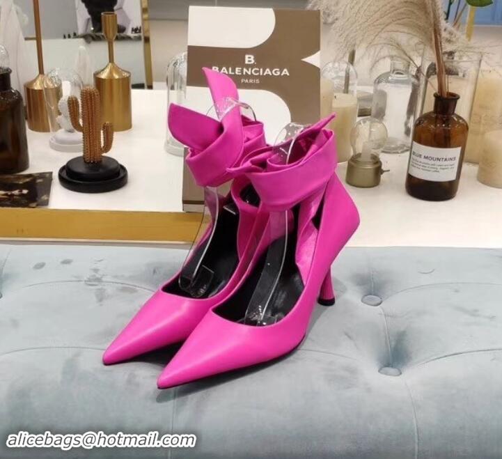 Affordable Price Balenciaga Heel 8cm Ankle Tie Pumps B713011 Fuchsia 2019