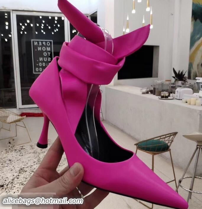 Affordable Price Balenciaga Heel 8cm Ankle Tie Pumps B713011 Fuchsia 2019