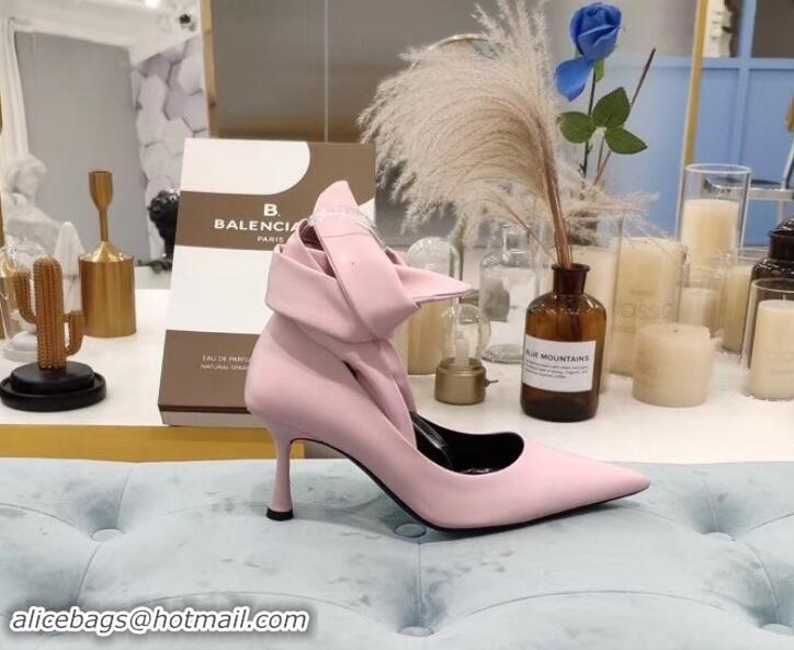 Best Design Balenciaga Heel 8cm Ankle Tie Pumps B713011 Pink 2019