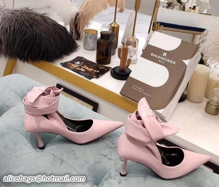 Best Design Balenciaga Heel 8cm Ankle Tie Pumps B713011 Pink 2019