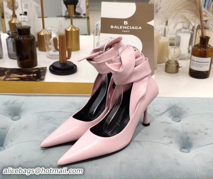 Best Design Balenciaga Heel 8cm Ankle Tie Pumps B713011 Pink 2019