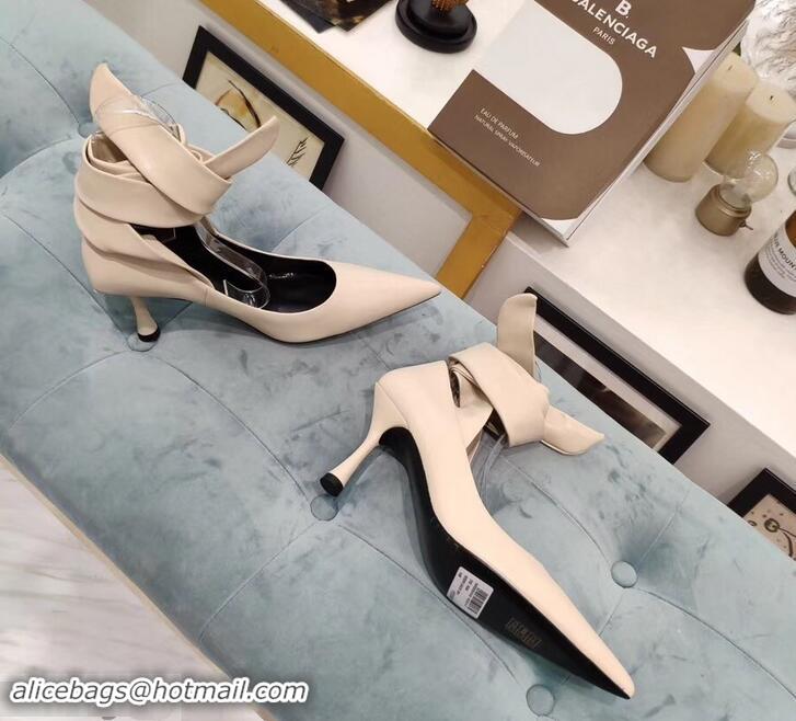 Good Product Balenciaga Heel 8cm Ankle Tie Pumps B713011 Nude 2019