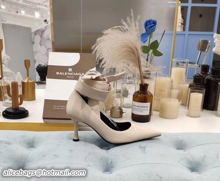 Good Product Balenciaga Heel 8cm Ankle Tie Pumps B713011 Nude 2019