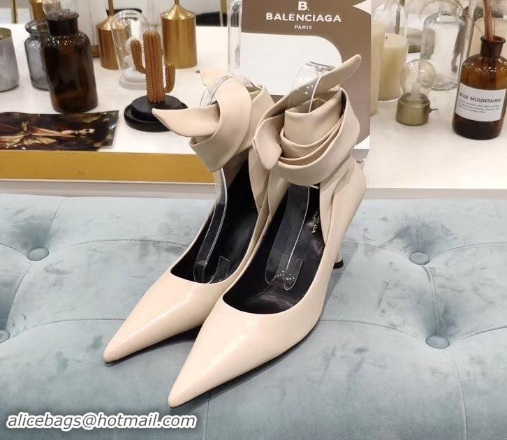 Good Product Balenciaga Heel 8cm Ankle Tie Pumps B713011 Nude 2019