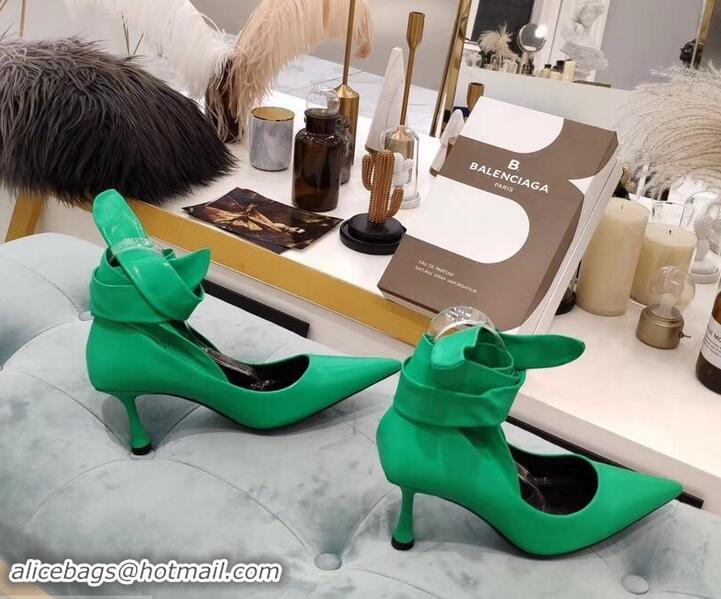 Promotional Balenciaga Heel 8cm Ankle Tie Pumps B713011 Green 2019