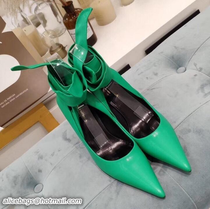 Promotional Balenciaga Heel 8cm Ankle Tie Pumps B713011 Green 2019