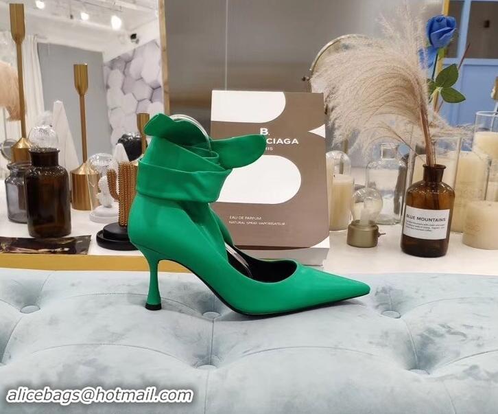 Promotional Balenciaga Heel 8cm Ankle Tie Pumps B713011 Green 2019