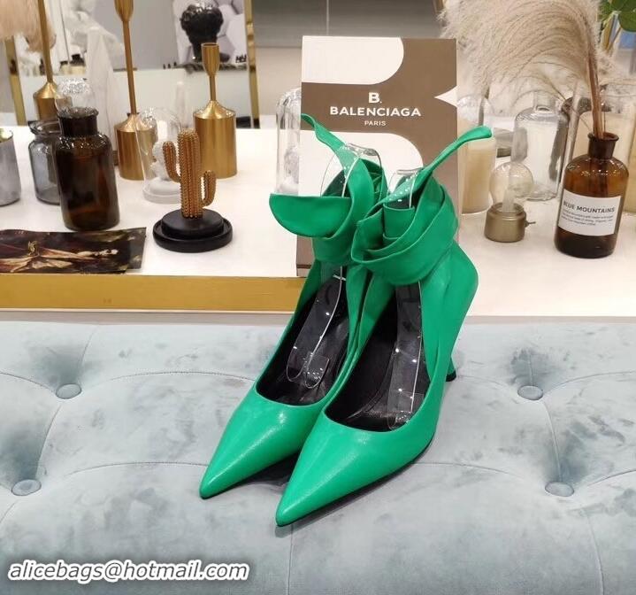 Promotional Balenciaga Heel 8cm Ankle Tie Pumps B713011 Green 2019