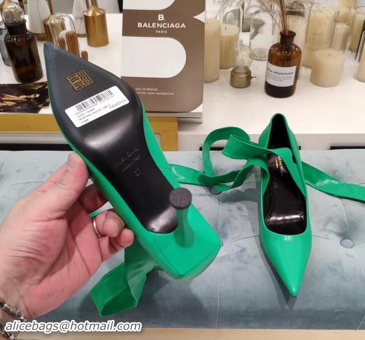 Promotional Balenciaga Heel 8cm Ankle Tie Pumps B713011 Green 2019